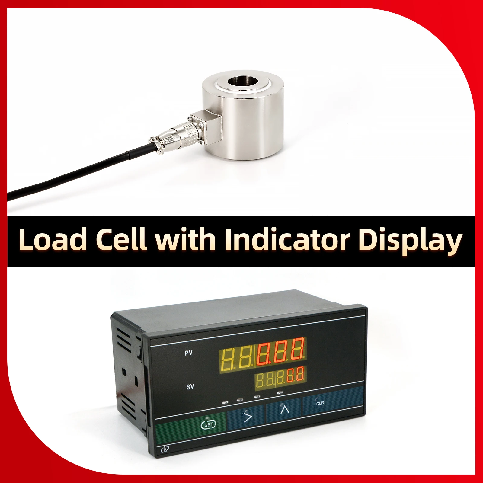 

Through Shaft Load Cell Sensor+Indicator Display,Through-Hole Force,Test Tension and Compression Force,Peak threshold