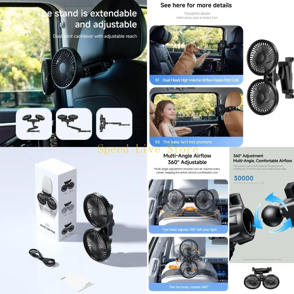 547C USB Fan With 3 Speed LED Display Independent Switches And 360 Degree Rotation