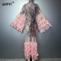Robe plissée élastique WINYI, style kaftan abaya, pour femmes musulmanes, tenue de plage, robe de soirée de luxe pour Dubaï 1