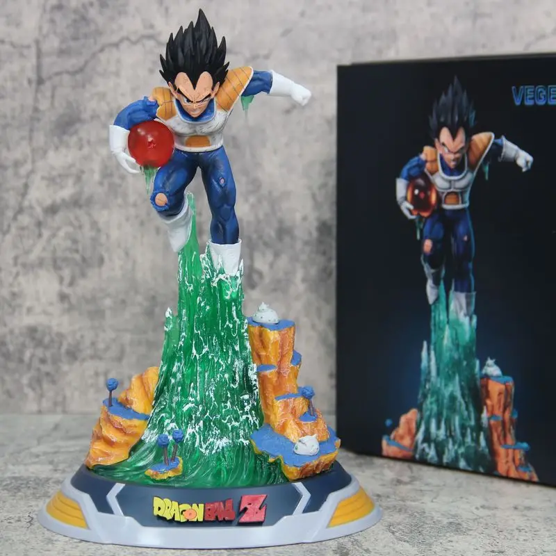 

25cm Gk Diving Vegeta Anime Figures Dragon Ball Holding The Ball Super Saiyan Emit Light Model Statue Dolls Decoration Kids Toys