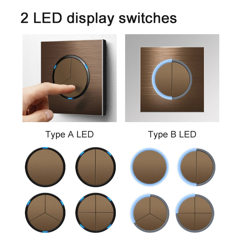 KAMANNI Brown Brushed Aluminum Wall Switch EU French Socket USB Charger RJ45 Modules TV module DIY Free Combination