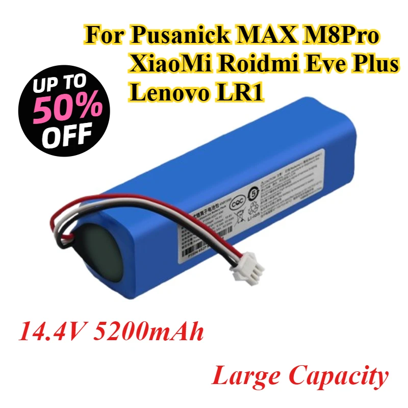 

14.4V Battery for Lenovo T1 Pro T1S Pro LR1 Arnagar S8 Pro Proscenic Pusanick M7MAX M8Pro XiaoMi Roidmi Eve Plus Vacuum Cleaner