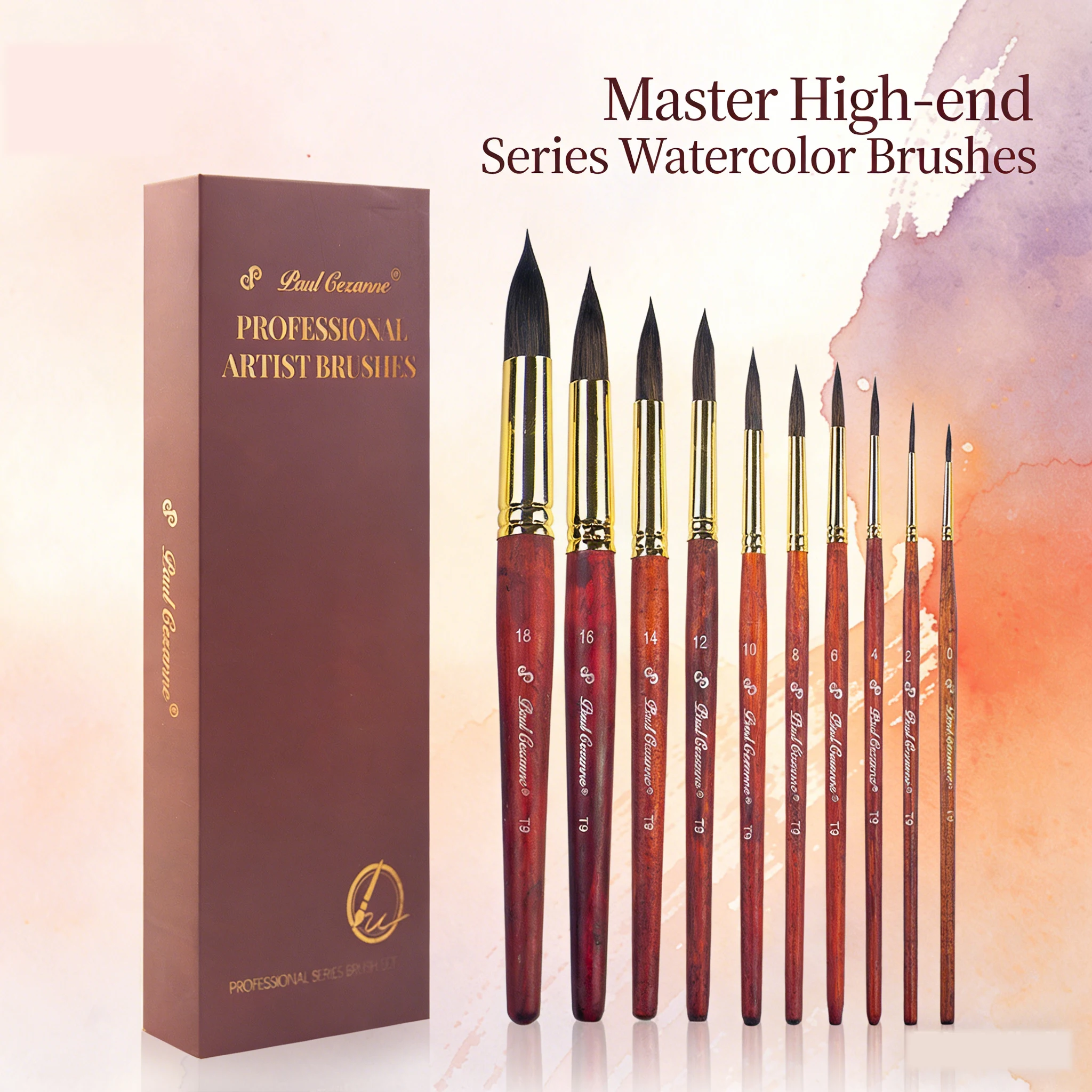 10PCS Round-tipped Artistic Paint Brush Set, Artists Art Supplies for Watercolor Gouache Inks Painting Watercolor