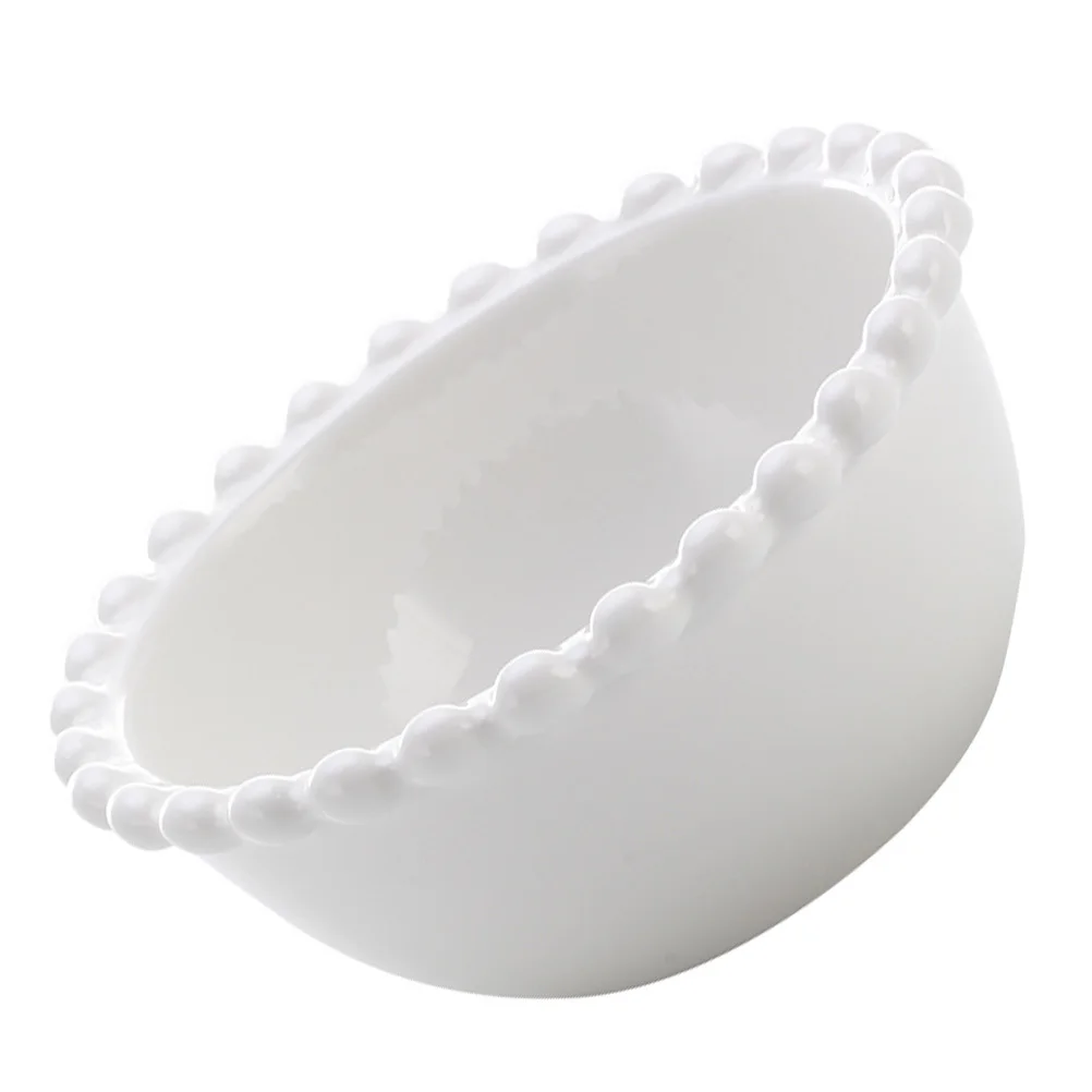 

Pearl Ceramic Dessert Bowl Smooth Three-Dimensional Food Serving Bowl for Salad Fruit Snacks Kitchen Tableware