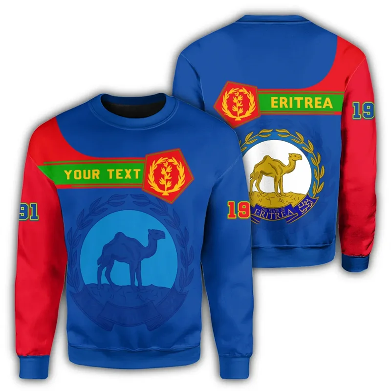 Eritrea Flag Map Graphic Sweatshirts For Men Clothes Fashion Women Sweater Casual Male Streetwear Autumn Pullovers Boy Tracksuit