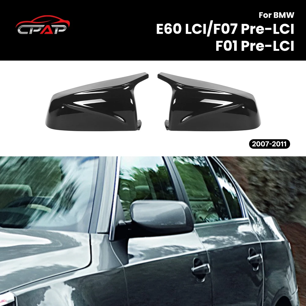 

Rearview Cover Mirror Caps Glossy Black Mirror Cap for BMW E60 LCI/F07 Pre-LCI/F01 Pre-LCI M Style 2007-2011