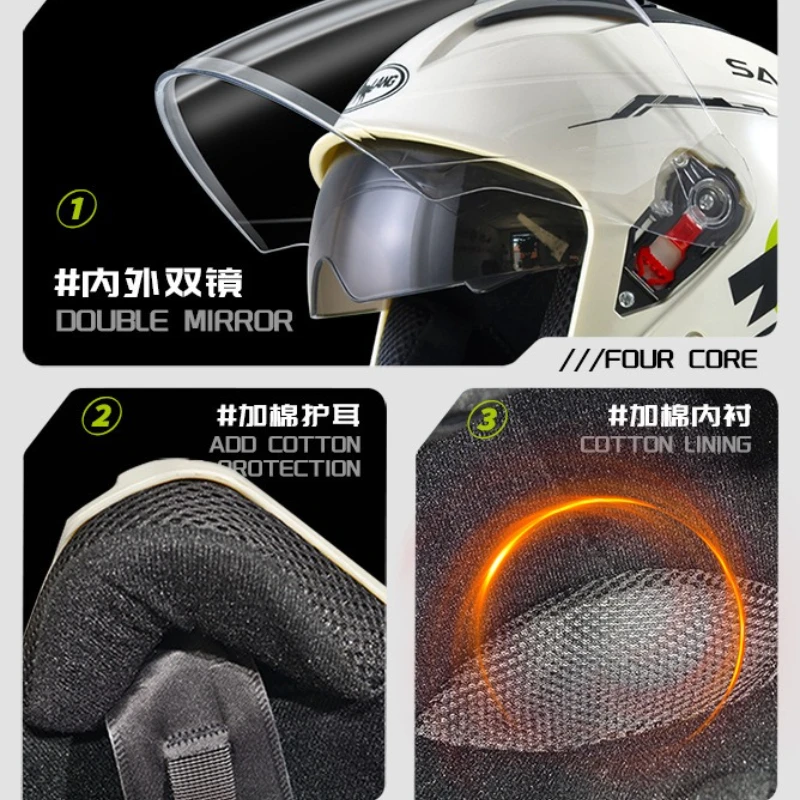 35 خوذة سيارة كهربائية دراجة نارية شتاء دافئ سيارة تعمل بالبطارية المرأة الشتاء الرجال مرآة مزدوجة أربعة مواسم خوذة السعة الفقرة