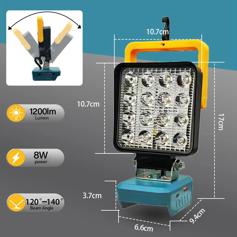 ملحقات الإضاءة لديوالت لماكيتا بطارية ليثيوم لبوش لميلووكي لبطارية M18 ضوء العمل الشعلة مصباح التخييم #2