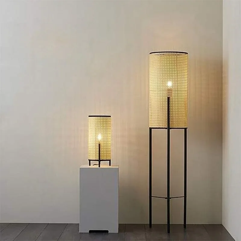 Moderno estilo pastoral Rattan abajur, chinês japonês levou mesa luz, quarto, estudo, sala de estar, decoração de iluminação interior