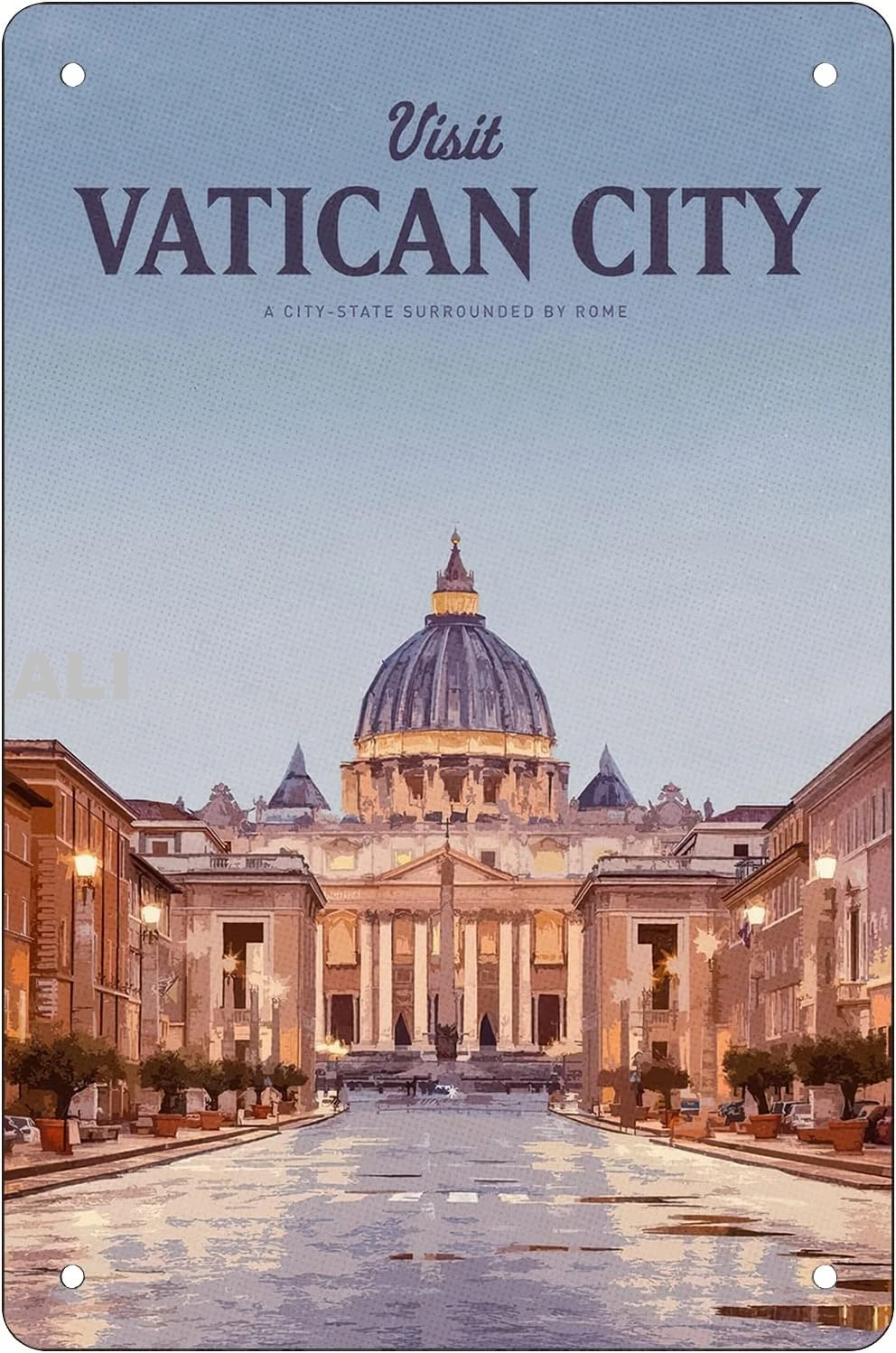 Retro Funny Metal Sheet Signs Visit Vatican City, Wall Decoration, size:8 x 12 sign