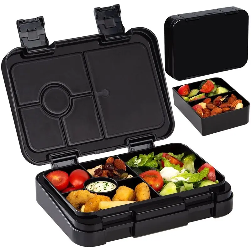 ABLN-Kids Bento Lunch Box With 5 Compartments, Portable Divided Microwave Safe Leakproof For School Offices Picnic