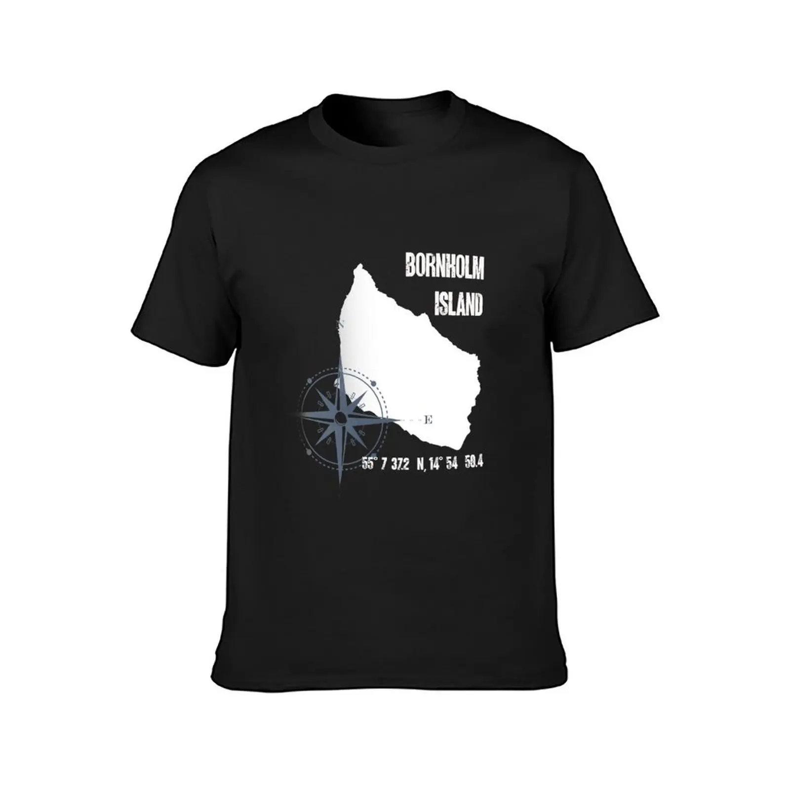 Bornholm Baltic Sea Island Coordinates Card T-Shirt quick drying boys animal print hippie clothes funnys t shirts for men