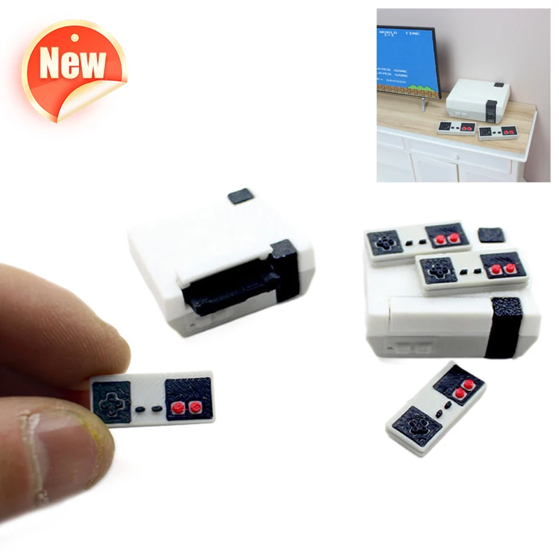 1 set poppenhuis mini-gameconsole miniatuur spelhandvat model gamepad simulatie draadloze gamecontroller poppenhuis decor