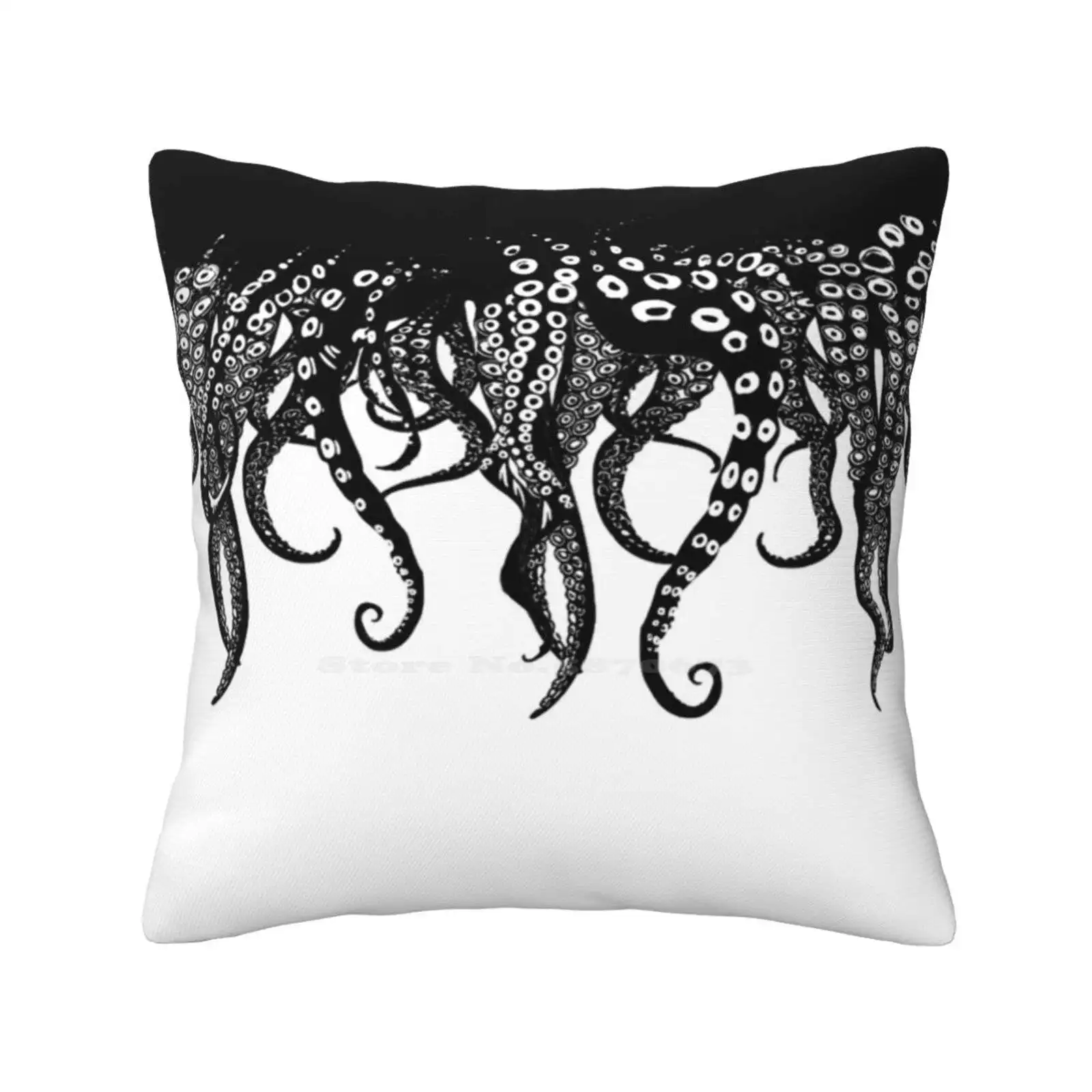 Tentacles Love Home Sofa Car Cushion Cover Pillowcase Tentacles Lovecraft Chtulhu Black And White B W Monster Creature Darkness