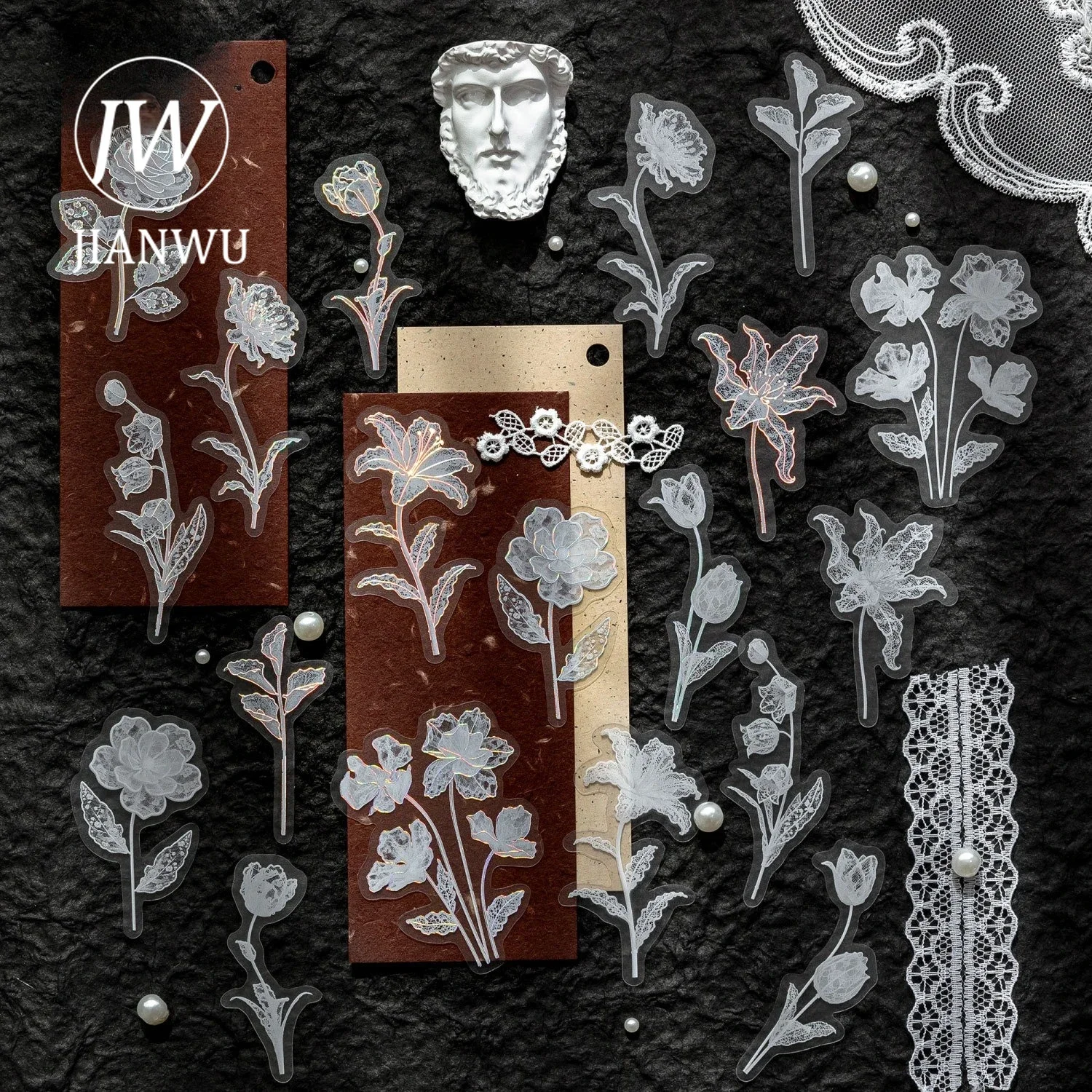 JIANWU Vintage Lace Butterfly Flower Leaves Landscape Material Collage Scrapbooking PET Sticker Creative DIY Journal Stationery
