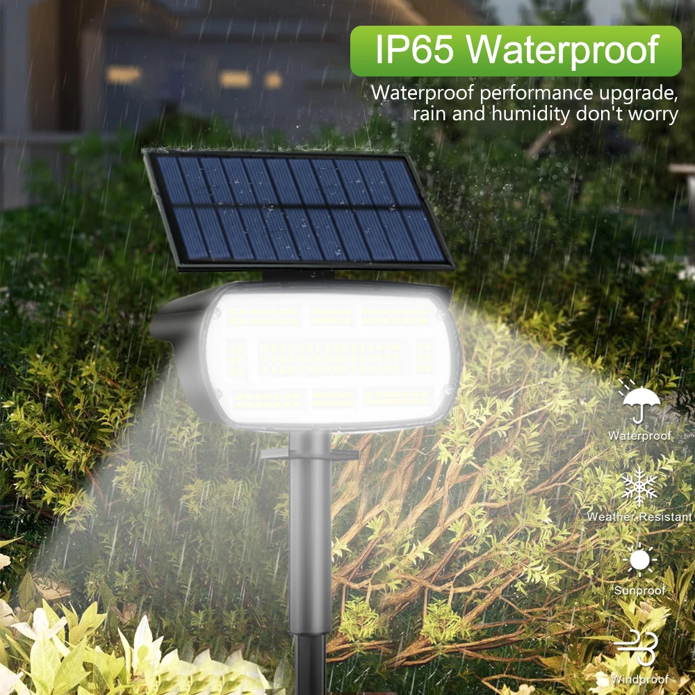 136 LED Solar Spot Landscape Lights Outdoor Waterproof Large Area Lighting Solar Spotlights Garden Pathway Driveway Walkway