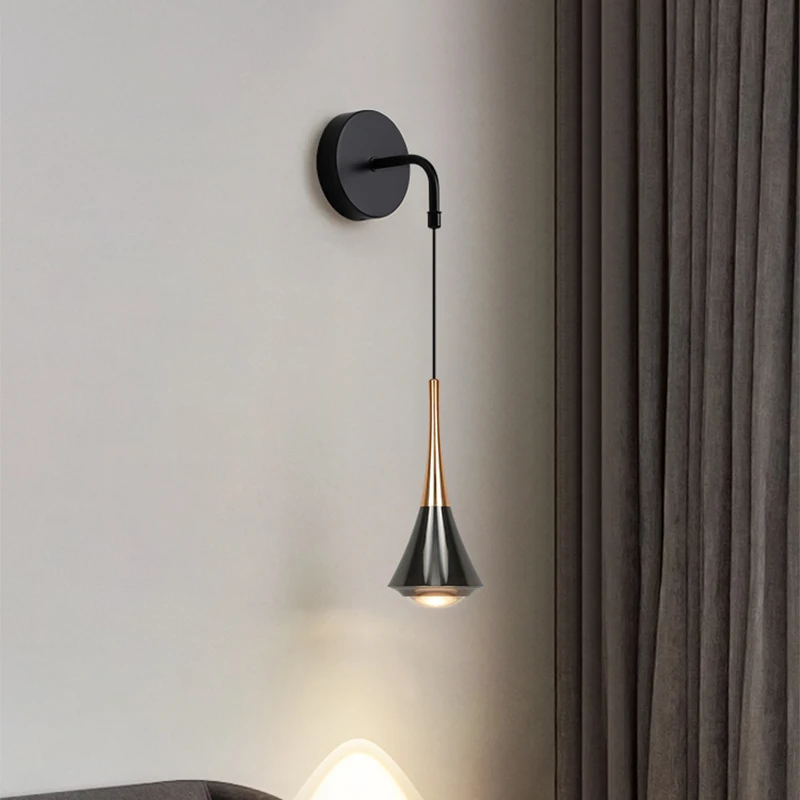 

Nordic Creative Luxury Black LED Wall lamp Living room Metal Modern Minimalist Bedside Wall light Bedroom Lighting Fixtures