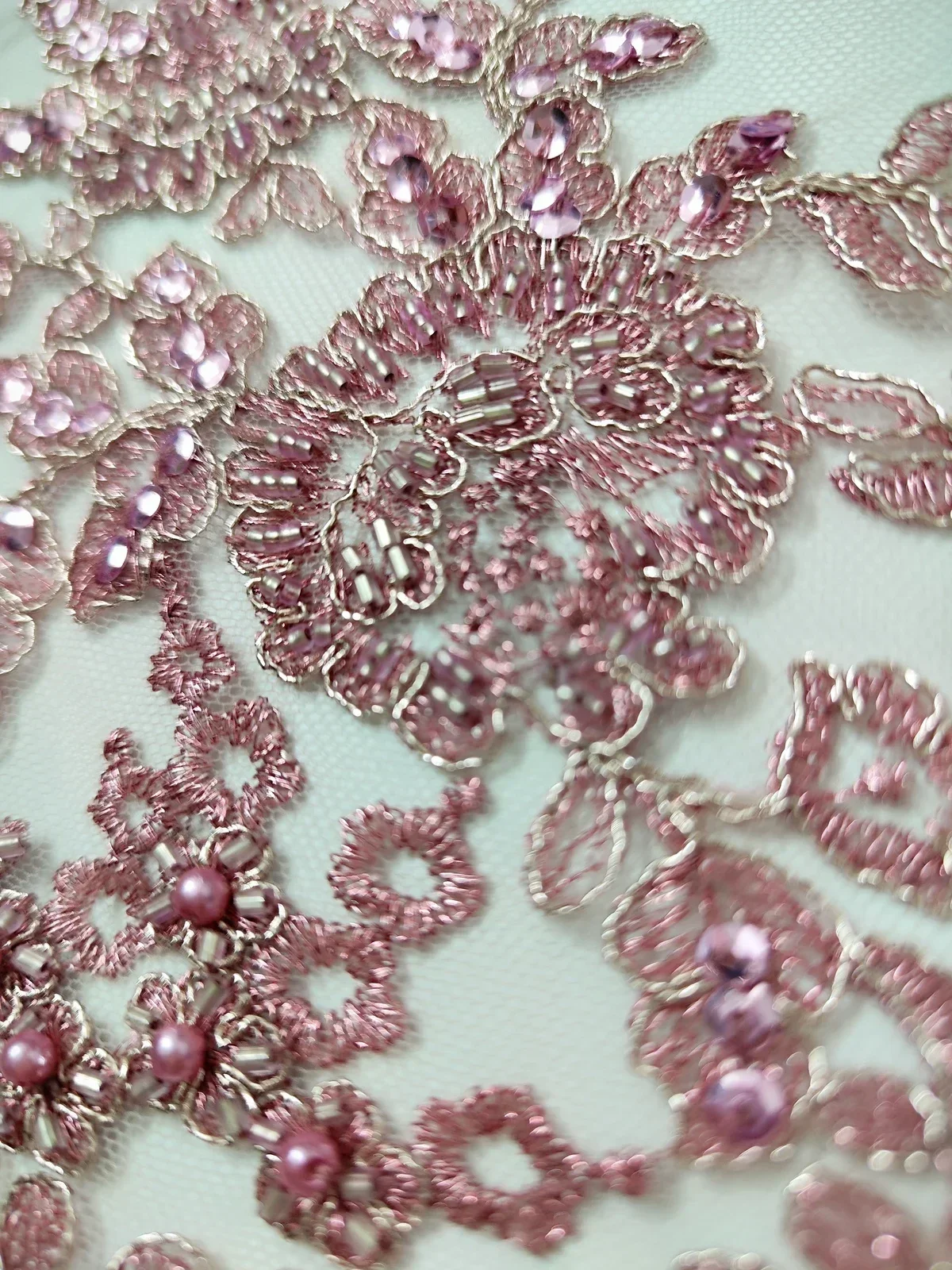 African Handmade Beads Lace Fabric 2024 High Quality Nigerian Sequins French Tulle Fabric Material For Wedding Party PWH23109