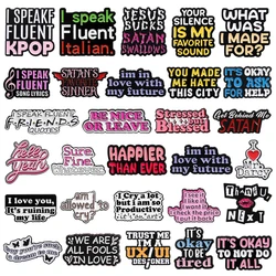 Colorful Letters Enamel Brooch I Speakfflient,Happier Than Ever,It's OK To Not Do It All Metal Badges Punk Phrase Lapel Pin Gift