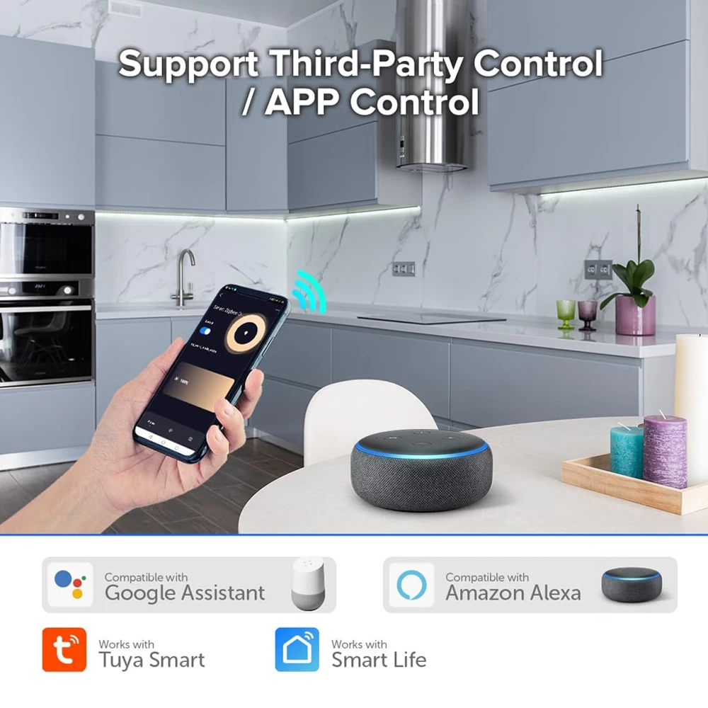 Smart WiFi Bluetooth TRIAC Dimmer Switch Alexa Google Home Compatible Push Button Wall Mount AC 110V 220V for LED Lights 300W