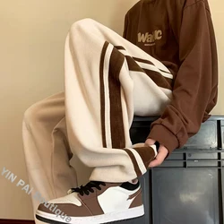 Baggy Striped Sweatpants for Men Straight-Leg Pants Fashion Hip Hop Streetwear Harajuku Trousers Casual Bottoms Y2K Male Clothes