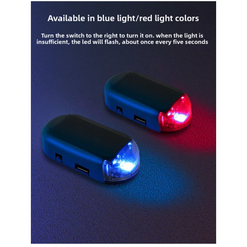 Solar Powered Car Fake Security Light LED Flashing Warning Lamp Anti-Theft Simulated Dummy Alarm Wireless Caution Caution Lamp