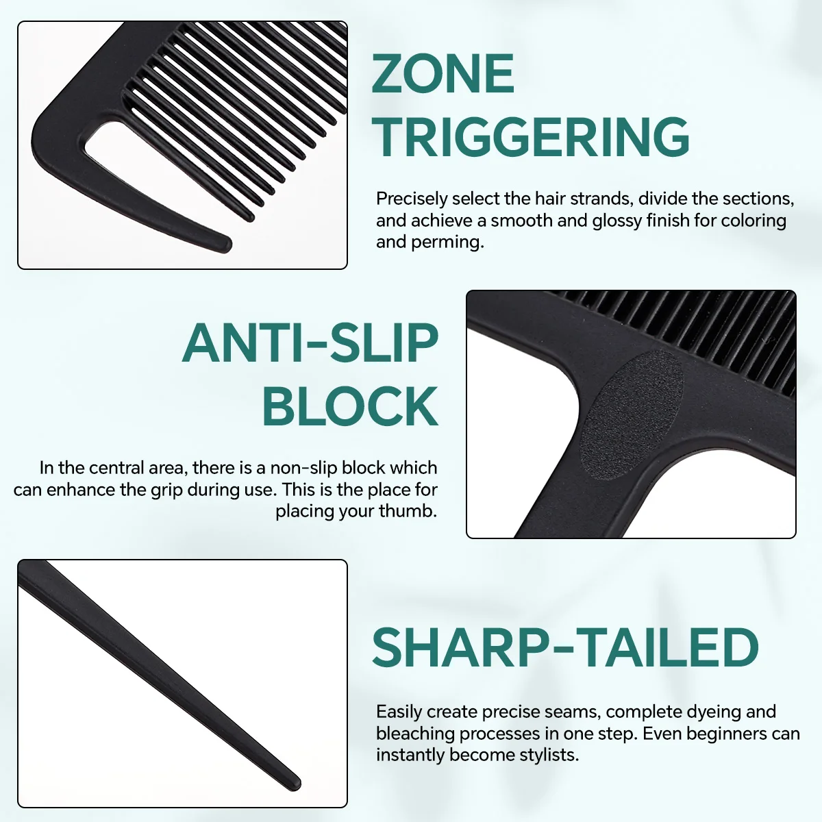 Weaving & Sectioning Comb for Hair Highlights, Anti-Static Foiling Tool, Hairdressing Coloring Comb, Salon Barber Stylist
