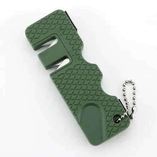 Portable Knife Sharpener Whetstone Keychain Ceramic And Tungsten Steel Scissor Sharpen Sharpener Outdoor Multi Hook Camp Tool