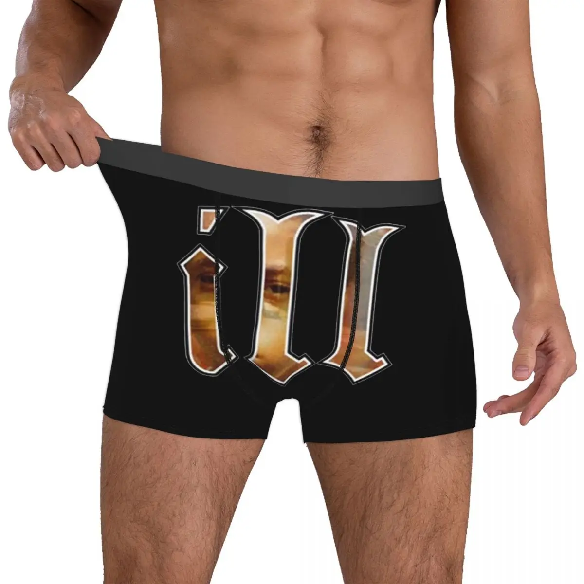 Men Nas Illmatic Logo Underwear Hip Hop Music Album Novelty Boxer Shorts Panties Homme Soft Underpants