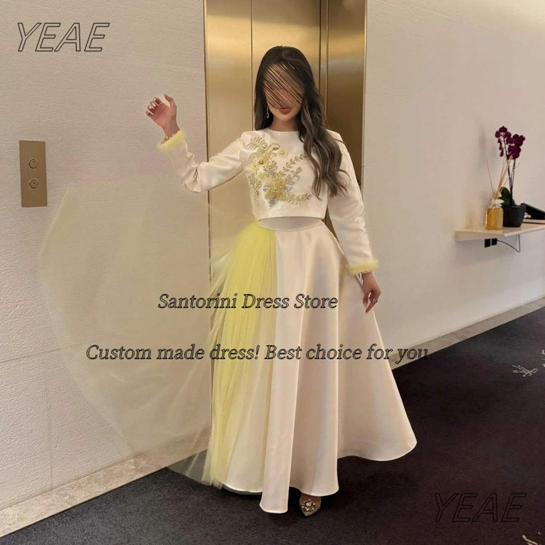 Santorini 2025 dwuczęściowe suknie balowe frezowanie długie rękawy suknie wieczorowe kontrastowy kolor linia suknia ślubna dostosowane