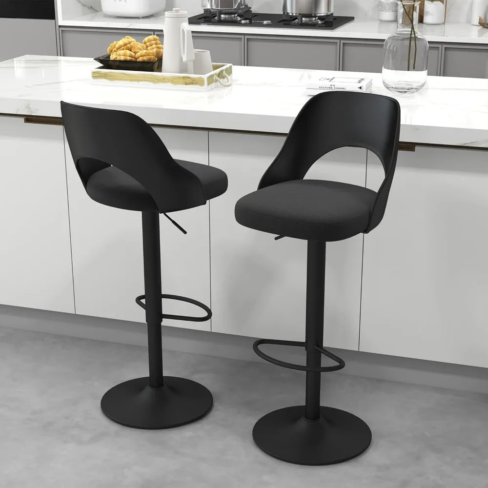 

Bar Stools Set of 2 for Kitchen Counter, Seat Height Adjustable 25''-33'', Modern Upholstered Swivel Island Chairs with H