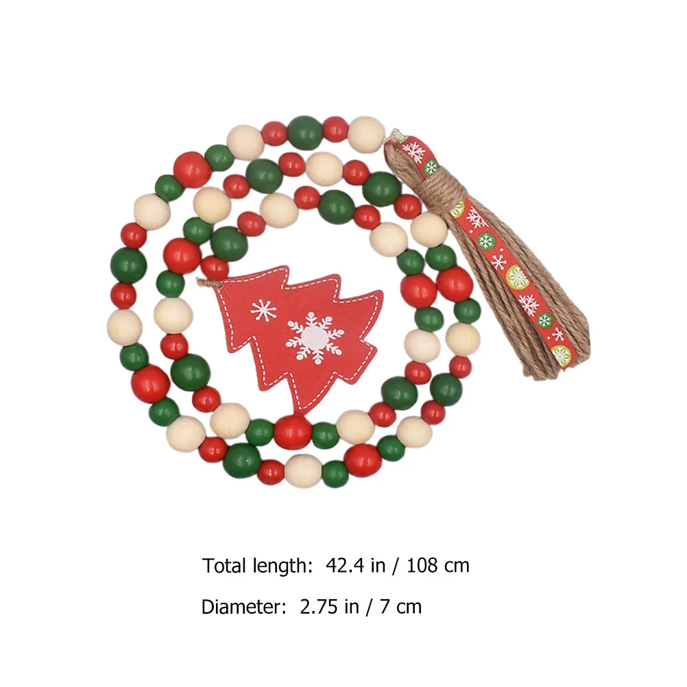 

Christmas Tree Pendant Wooden Bead Hanging Tassel Xmas Decoration Rustic Bead Garland Home Party Wall Hanging Decor