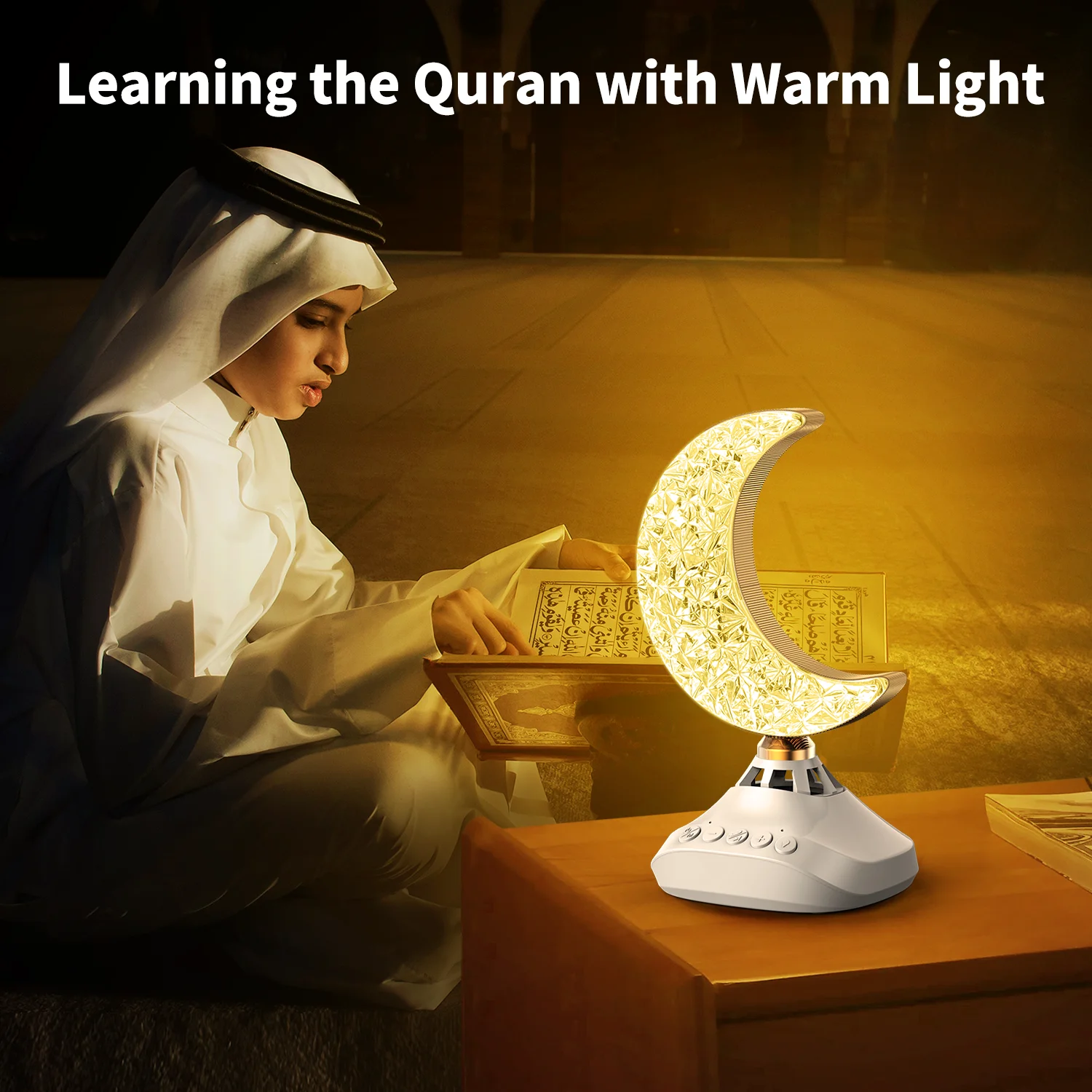 New Moon Lamp Quran Speaker LED 16 Kinds Colorful Touch Light APP Control Holy Quran Player SQ-830