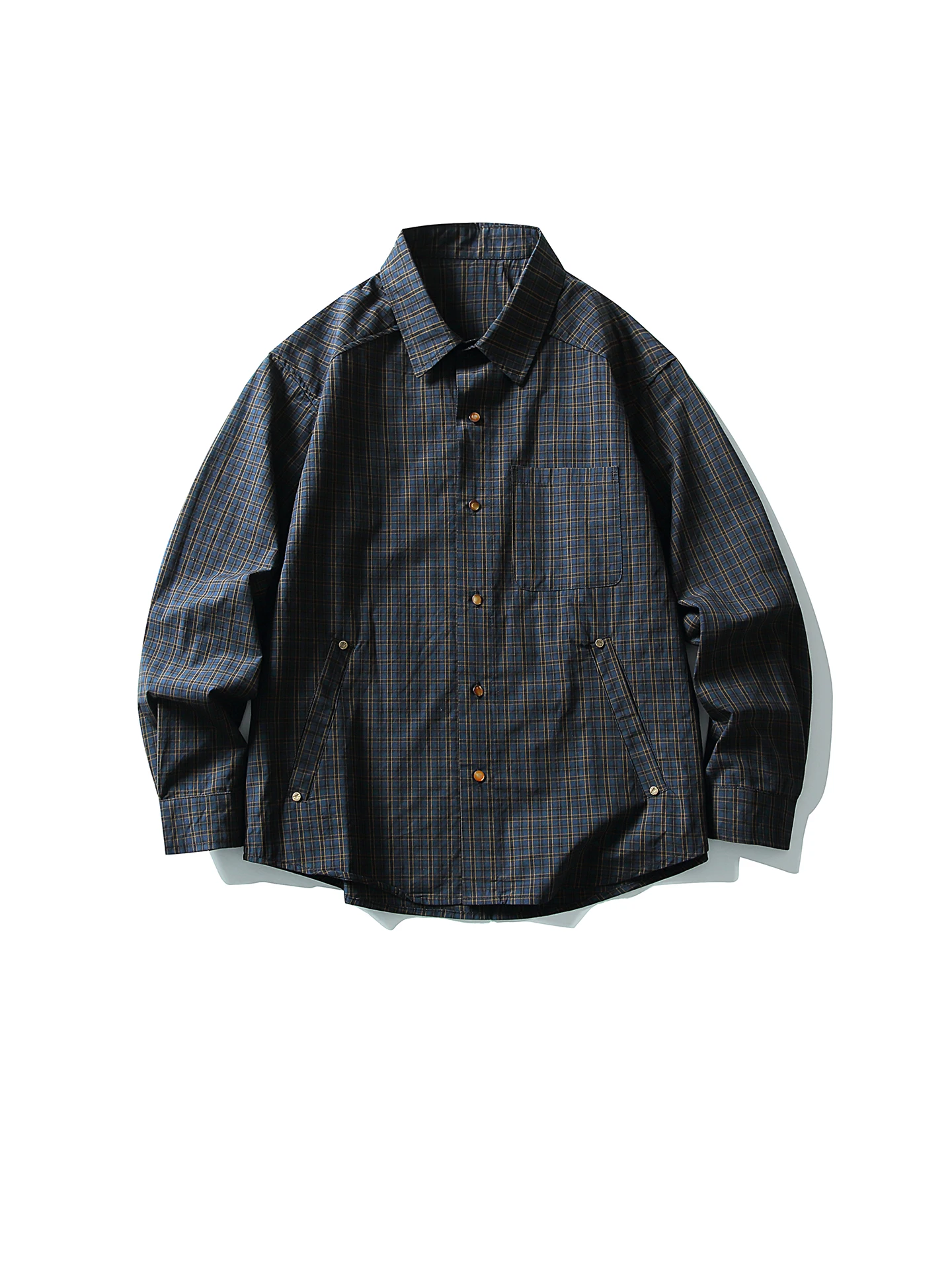 

Retro Color Blo Plaid Long Sve Cotton irt Spring Casual ex Turn down Collar Button up Outerwear for Couples