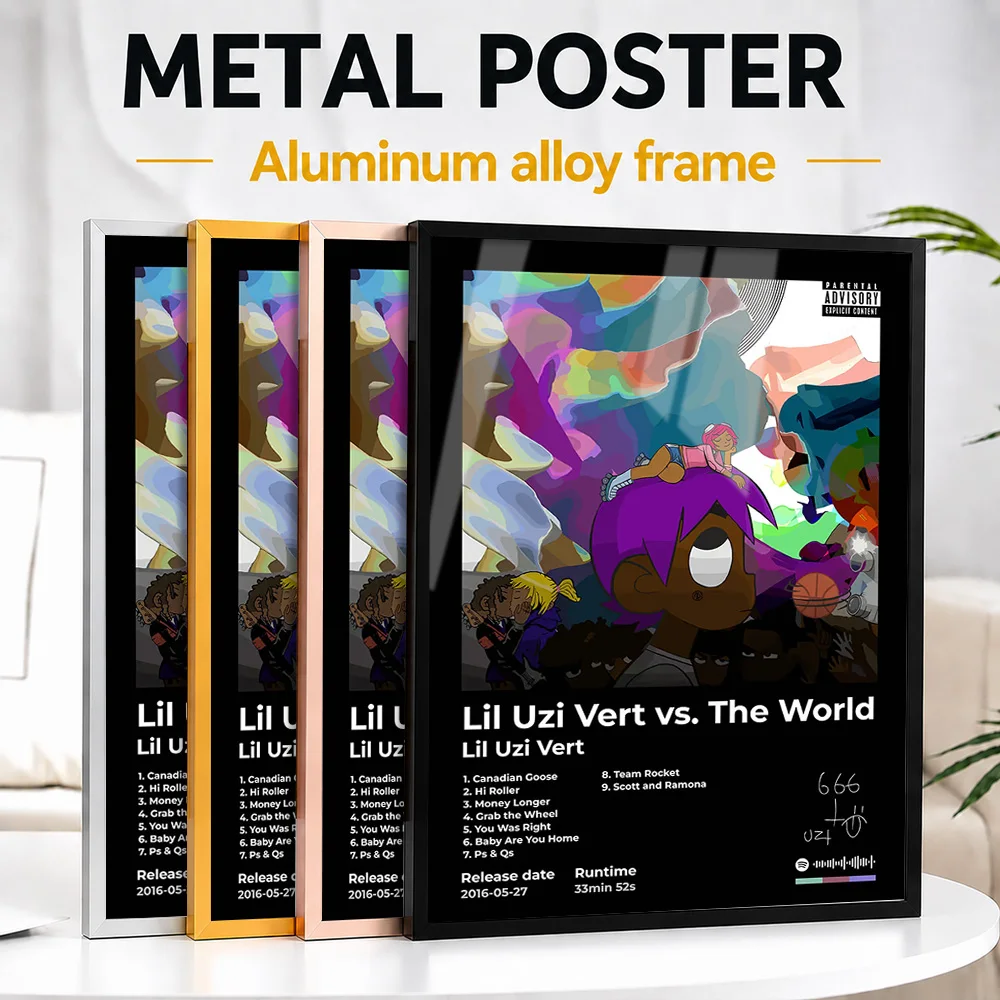 Lil Uzi Vert Vs. The World Album Metal Poster With Aluminum Alloy Frame Personalized Photo Bold Music Style Wall Art For Studio