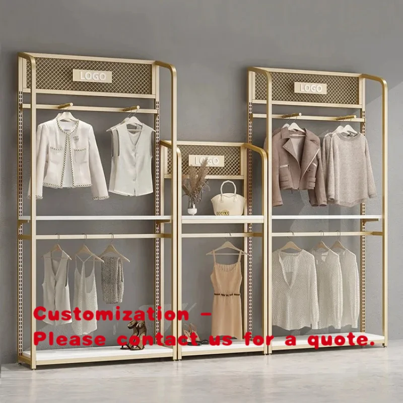 custom.Luxury Clothing Store Display Rack Floor Stand Clothing Rack Men Garment Store Rack Stainless Steel