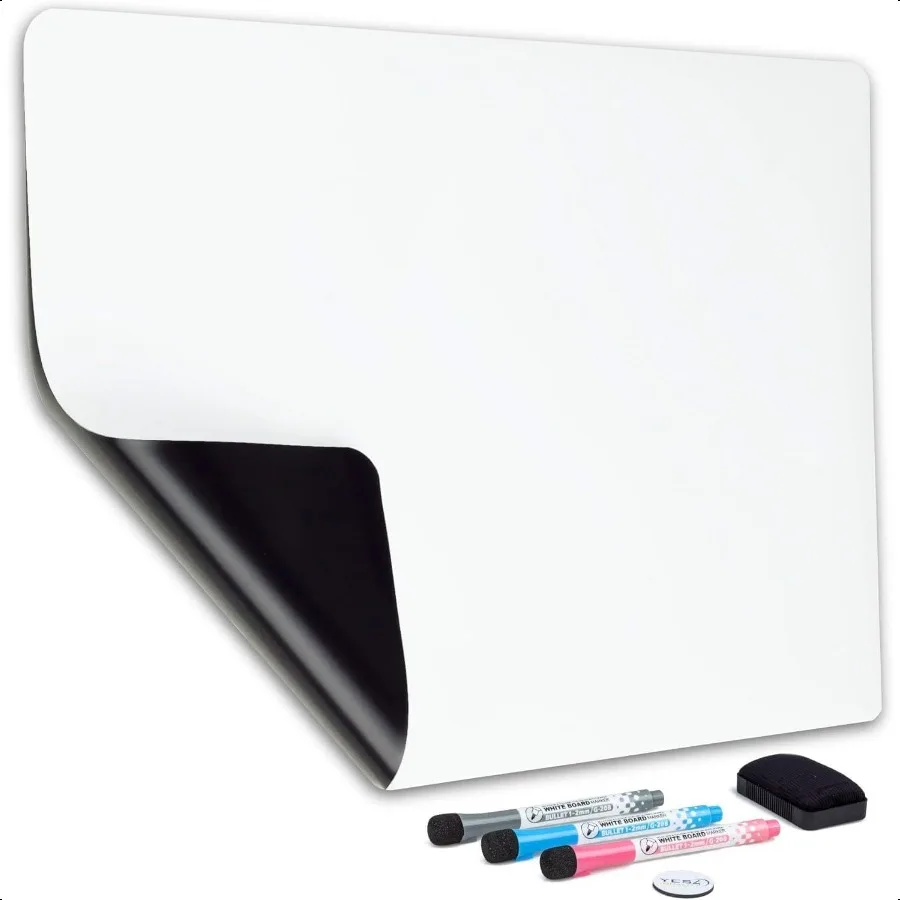 

Magnetic Dry Erase Whiteboard Sheet for Fridge 19x13 in with Stain Resistant Technology Includes 3 Fine Tip Markers and Big Era