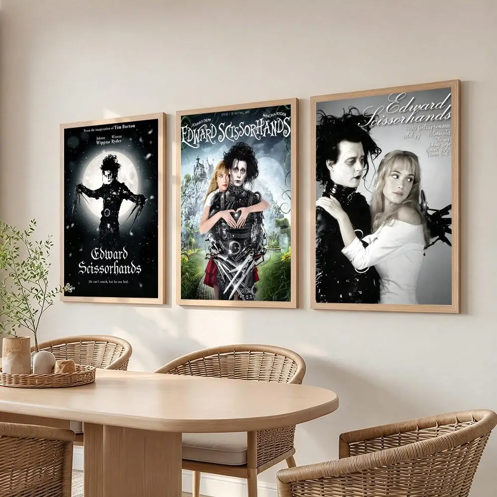 movie Edward Scissorhands Poster Poster HD Frameless Creamy Style Home Decor Wall Art for Living Room Bedroom Gift