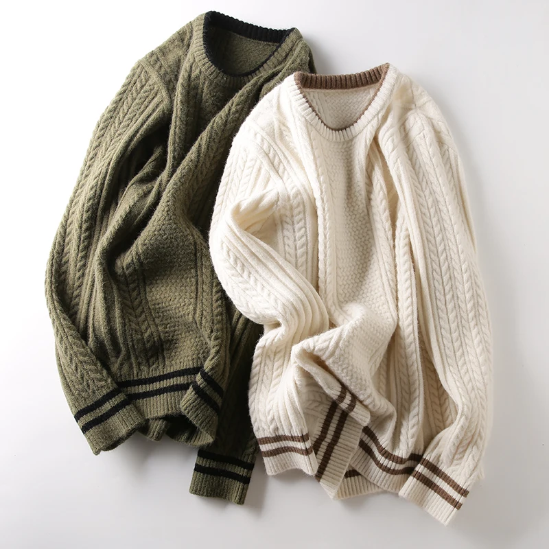 

Soft Skin-Friendly Thiened round Ne Pullover Knitted Sweater for Men Casual Autumn Winter Faion Straight Fit Long Sve