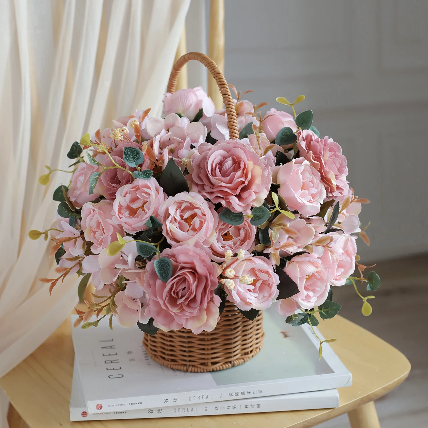 1PC Fall Artificial Peony Flowers Silk Hydrangea Rose Living Room Home Vase Garden Wedding Bridal Bouquet Diy Party Decoration - Image 5