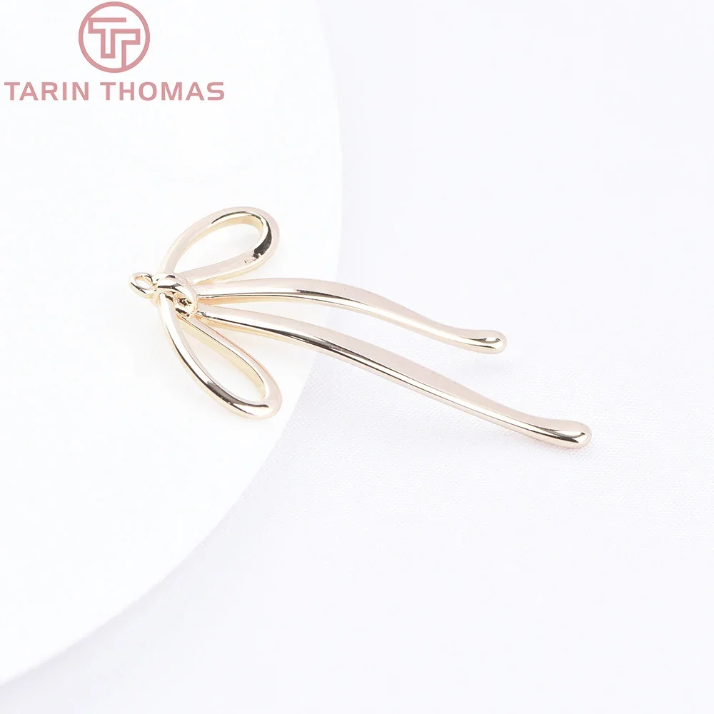 (9596) 6 قطعة 20.5x32.5 مللي متر 24K الذهب اللون النحاس Bowknot Charms المعلقات عالية الجودة DIY بها بنفسك صنع المجوهرات النتائج بالجملة