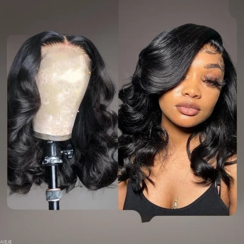 Hair Extensions Synthetic Fiber Daily Use African Ladies Wigs Breathable Black Head Cover Hat Medium Long Wavy Wig for Women