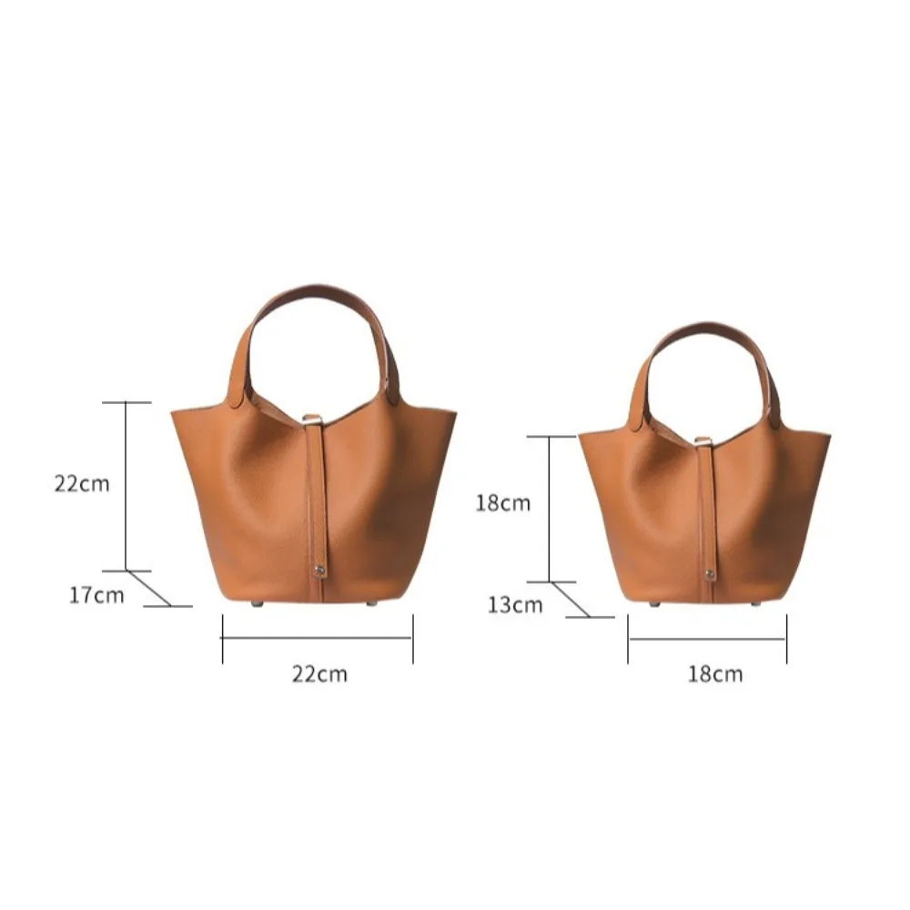 Cowhide Women's Handbag Leather Vegetable Basket Bucket Premium Simple Unique Niche Texture Simple Versatile Elegant Fashion view 4