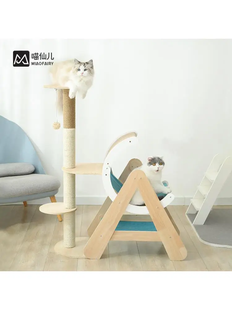 

New Wooden Cat Climbing Frame Sisal Cat Scratching Post Grinding Claw Toy