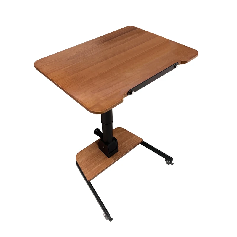 

Foldable lifting solid wood computer desk mobile workbench bedside desk standing type