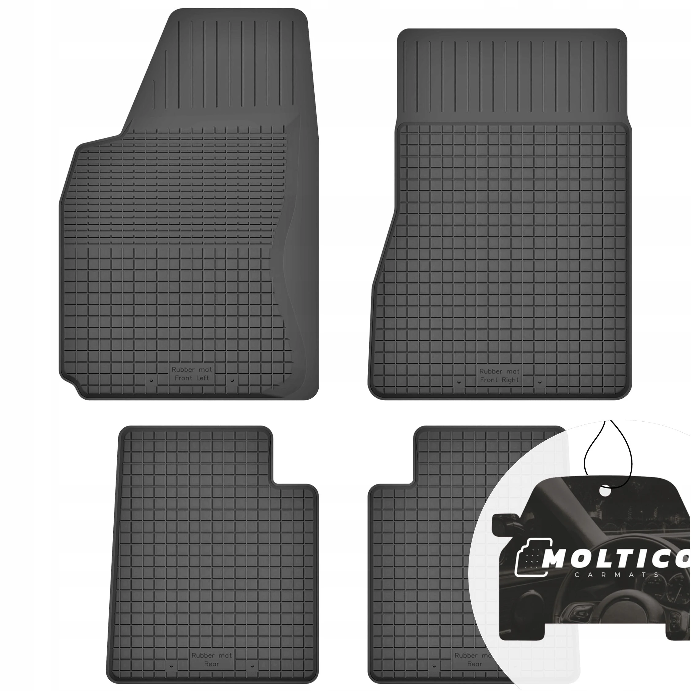 Rubberen matten, geschikt voor Toyota Corolla Ix E12 / E13, bouwjaar 2002-2007, complete set inclusief rand.