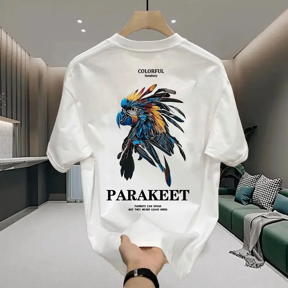 100 Cotton Pure Cotton Loose Men's T-shirt Fashion for Summer Casual Daily Sport Round-neck Hip-hop Short-sleeved Shirt view 2