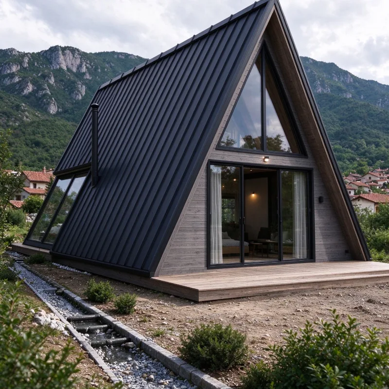 Eco‑Friendly A‑Frame House, Sustainably Sourced Wooden Prefab, Modular Cabin for Resorts, Green Villas & Off‑Grid Living Spaces