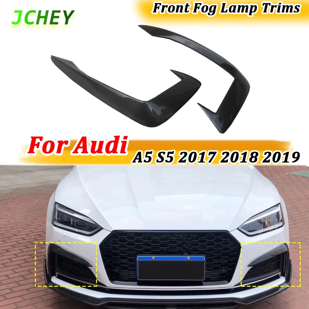 

Carbon Fiber Front Bumper Fog Lamp Eyebrows Cover Trims For Audi A5 S5 2017 2018 2019 FRP Front Bumper Fog Lamp Trims Body Kits