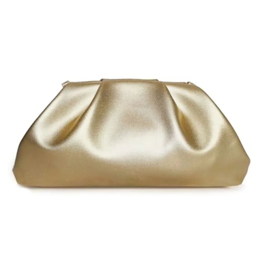 Huralona Dressy Pleated Vegan Leather Clutch Purse Bag for Women Super Chic Soft PU Evening Purse Handbag